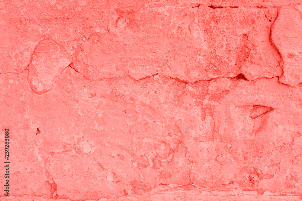Texture, wall, concrete, living coral. It can be used as a background . Wall fragment with scratches and cracks Texture, wall, concrete, living coral. It can be used as a background . Wall fragment with scratches and cracks