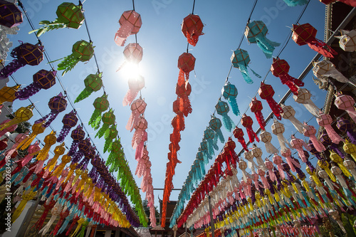 Wallpaper Mural Lamp Festival in Loi Krathong at Wat Phra That Hariphunchai, Lamphun Province, Thailand Torontodigital.ca