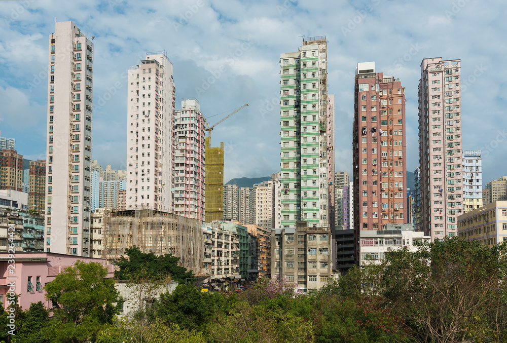 high rise residential building in Hong Kong city