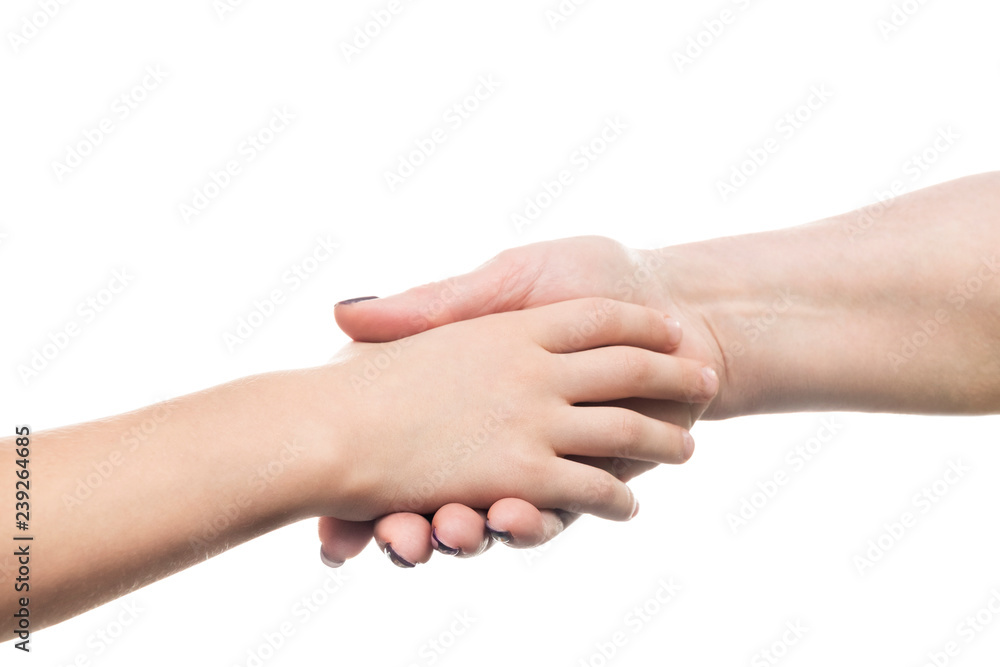 handshake of child and adult hands handshake of child and adult hands