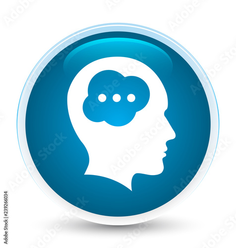 Brain head icon special prime blue round button