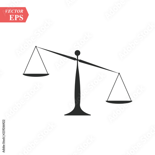 Modern vector icon of law scales balance, financial legislation and juridical system. Premium quality vector illustration concept. Flat line icon symbol. Flat design image isolated on white background