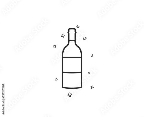 Wine bottle line icon. Merlot or Cabernet Sauvignon sign. Geometric shapes. Random cross elements. Linear Wine bottle icon design. Vector