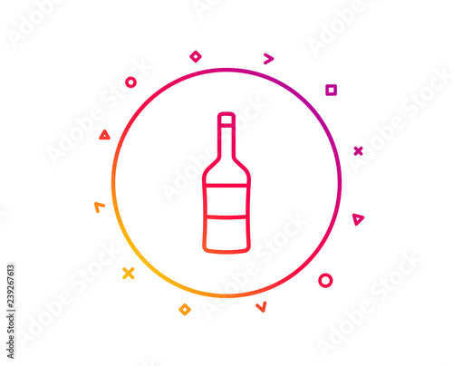 Wine bottle line icon. Merlot or Cabernet Sauvignon sign. Gradient pattern line button. Wine icon design. Geometric shapes. Vector