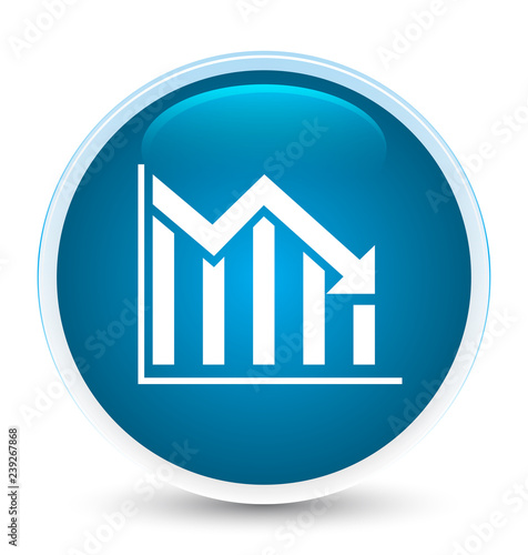 Statistics down icon special prime blue round button