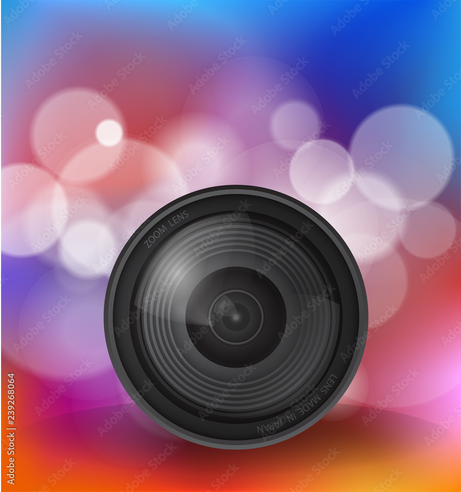 Camera lens over bokeh background, Illustration Vector 10 Camera lens over bokeh background, Illustration Vector 10