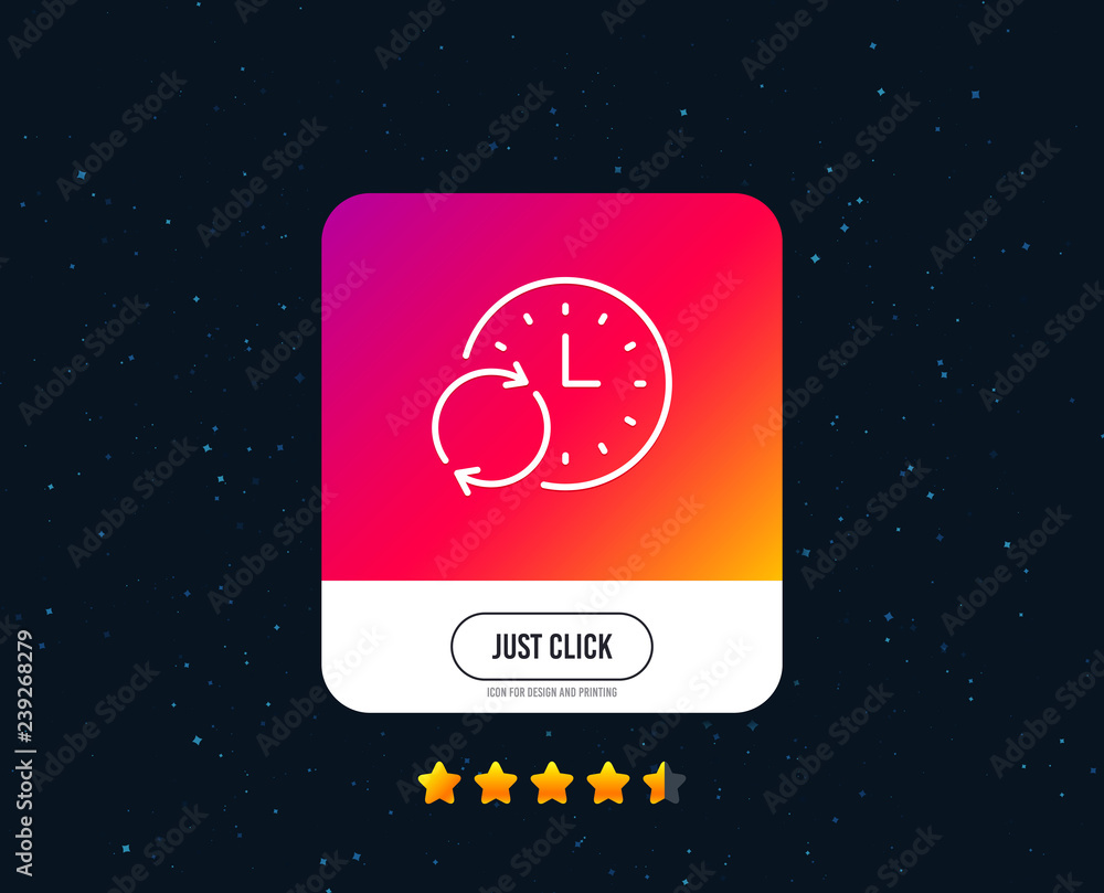 Time line icon. Update clock or Deadline symbol. Time management sign. Web or internet line icon design. Rating stars. Just click button. Vector