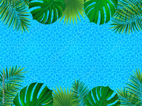 tropical frame. tropic invitation card. Water surface background. Summer wallpaper. Abstract vector backdrop. watery vector illustration. Fresh idea for sea, ocean, summer, travel, vacation designs