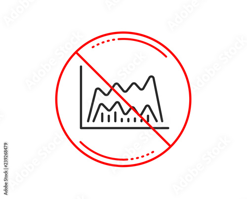 No or stop sign. Investment chart line icon. Economic graph sign. Stock exchange symbol. Business finance. Caution prohibited ban stop symbol. No  icon design.  Vector