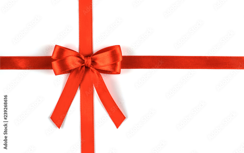 Shiny red silk ribbon on white background. Shiny red silk ribbon on white background.