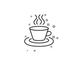 Tea or Coffee line icon. Hot drink sign. Fresh beverage symbol. Geometric shapes. Random cross elements. Linear Tea cup icon design. Vector