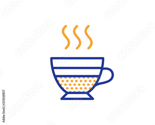 Cafe creme icon. Hot drink sign. Beverage symbol. Colorful outline concept. Blue and orange thin line color icon. Cafe creme Vector