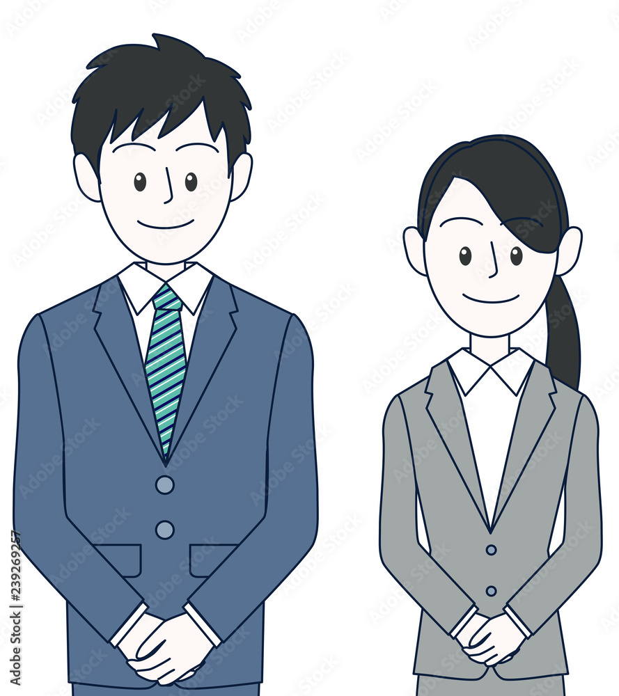 手を前で組む若い男性と女性ビジネスマン上半身 Stock Vector Adobe Stock