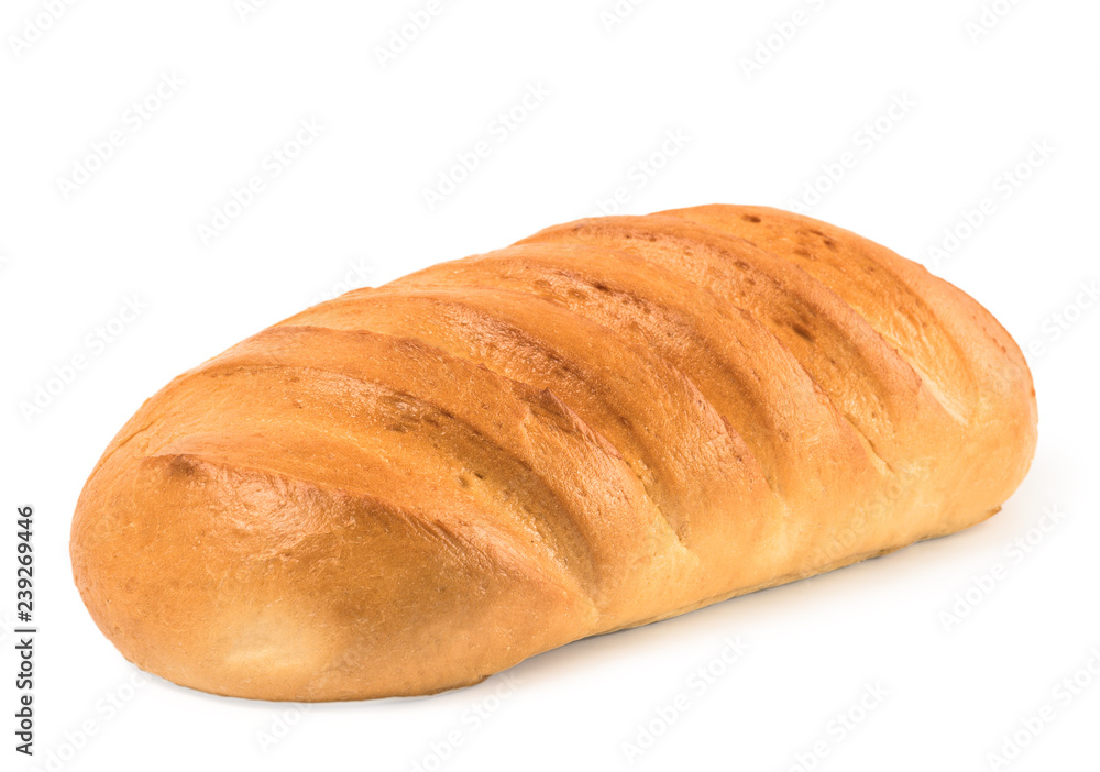 loaf bread isolated on white. veka loaf isolated with clipping path