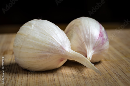 Closeup of two fresh garlic clove