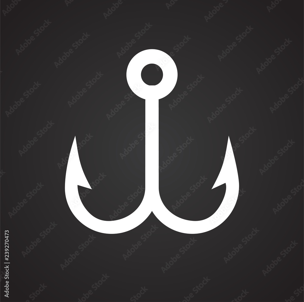 Fishing hook icon on black background for graphic and web design, Modern simple vector sign. Internet concept. Trendy symbol for website design web button or mobile app Fishing hook icon on black background for graphic and web design, Modern simple vector sign. Internet concept. Trendy symbol for website design web button or mobile app