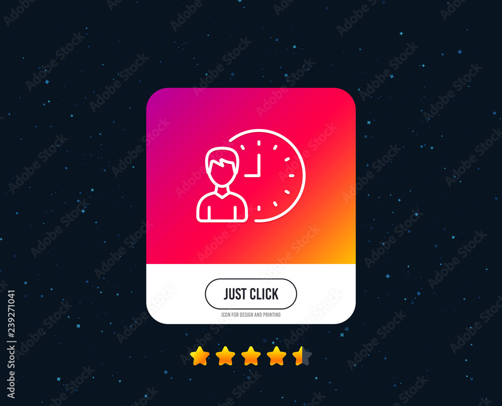Business project deadline line icon. Working hours or Time management sign. Web or internet line icon design. Rating stars. Just click button. Vector Business project deadline line icon. Working hours or Time management sign. Web or internet line icon design. Rating stars. Just click button. Vector