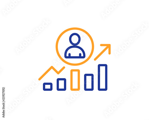 Business results line icon. Career Growth chart sign. Colorful outline concept. Blue and orange thin line color icon. Career ladder Vector
