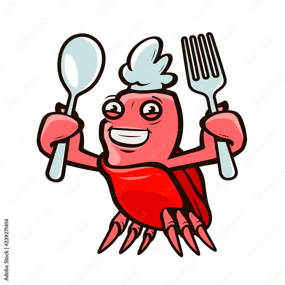 Cartoon crab holding fishing pole hi-res stock photography and