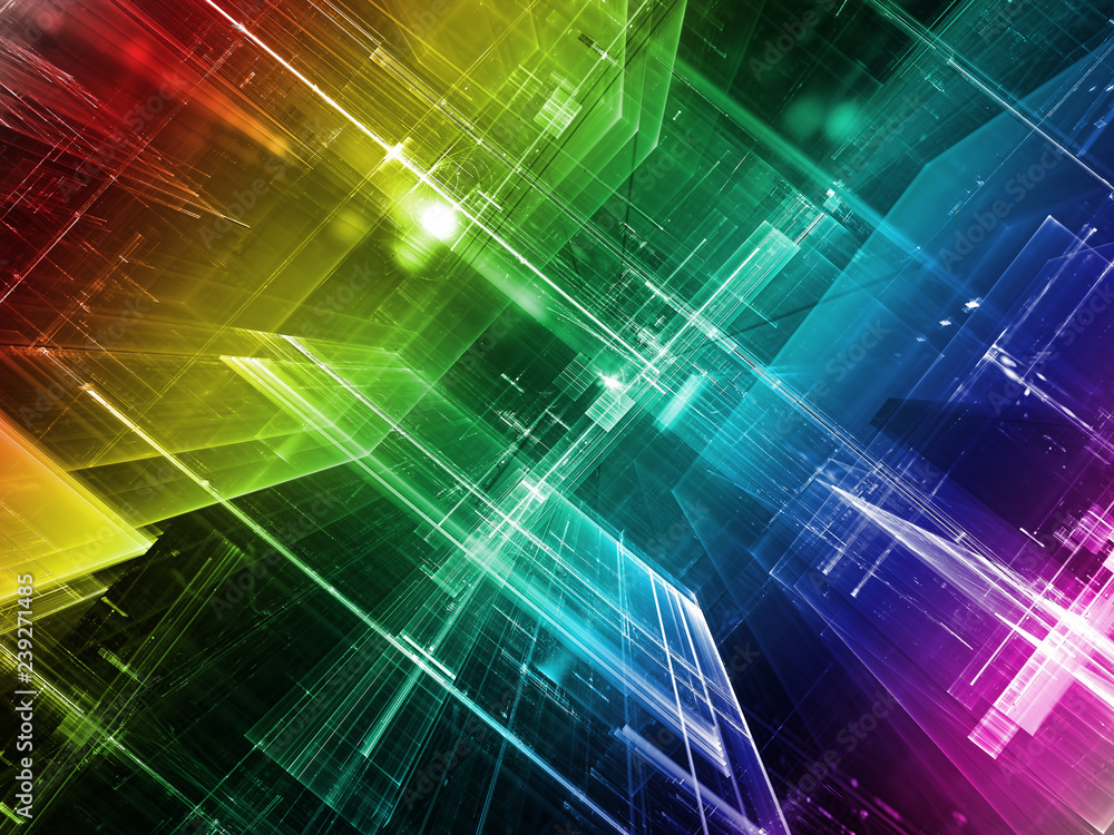 Rainbow futuristic tech background - digitally generated image Rainbow futuristic tech background - digitally generated image