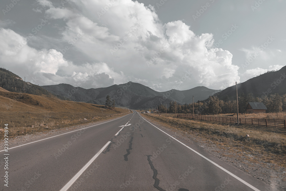 Naklejka premium Highway Chuysky trakt in the Altai mountains