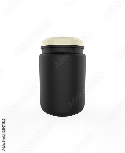 Fruit jam jar isolated on white background. packaging mockup with realistic jam jar. 3d illustration
