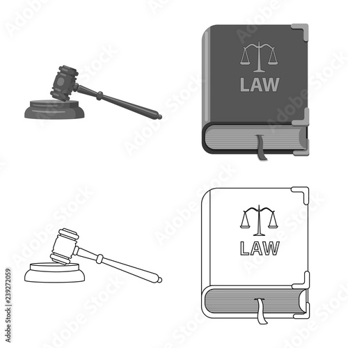 Vector illustration of law and lawyer icon. Set of law and justice stock vector illustration.