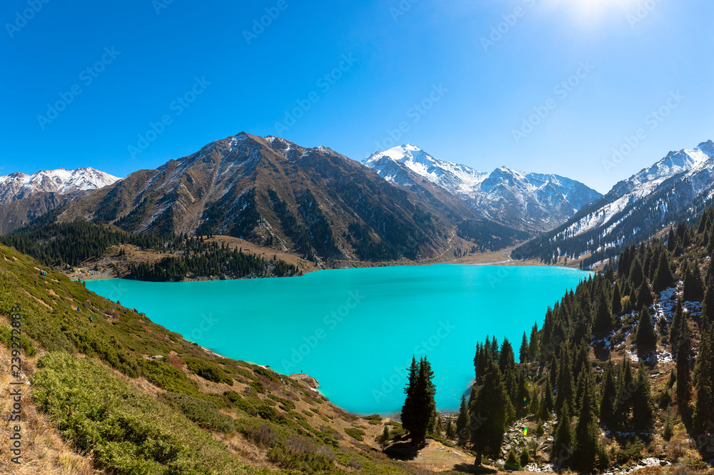 Big Almaty Lake in the mountains