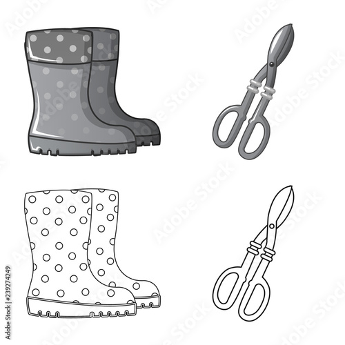 Vector illustration of farm and agriculture icon. Set of farm and plant stock symbol for web.