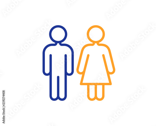 Restroom line icon. WC toilet sign. Public lavatory symbol. Colorful outline concept. Blue and orange thin line color icon. Restroom Vector