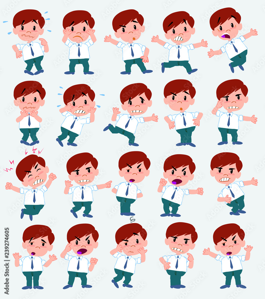 Cartoon character businessman in casual style. Set with different postures, attitudes and poses, always in negative attitude, doing different activities in vector vector illustrations. Cartoon character businessman in casual style. Set with different postures, attitudes and poses, always in negative attitude, doing different activities in vector vector illustrations.