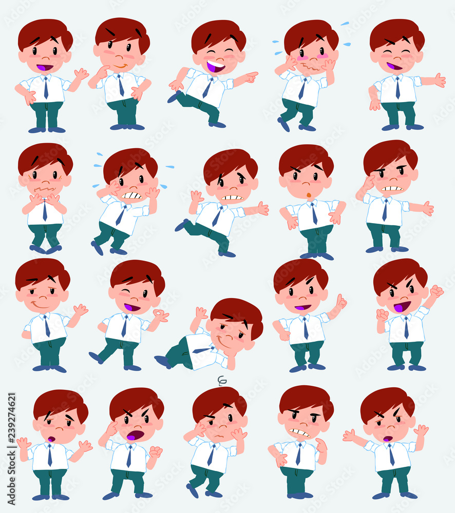 Cartoon character businessman in casual style. Set with different postures, attitudes and poses, doing different activities in isolated vector illustrations. Cartoon character businessman in casual style. Set with different postures, attitudes and poses, doing different activities in isolated vector illustrations.