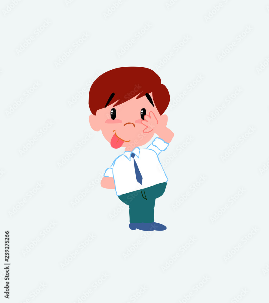 Businessman in casual style sticks out his tongue in gesture of funny shyness. Businessman in casual style sticks out his tongue in gesture of funny shyness.