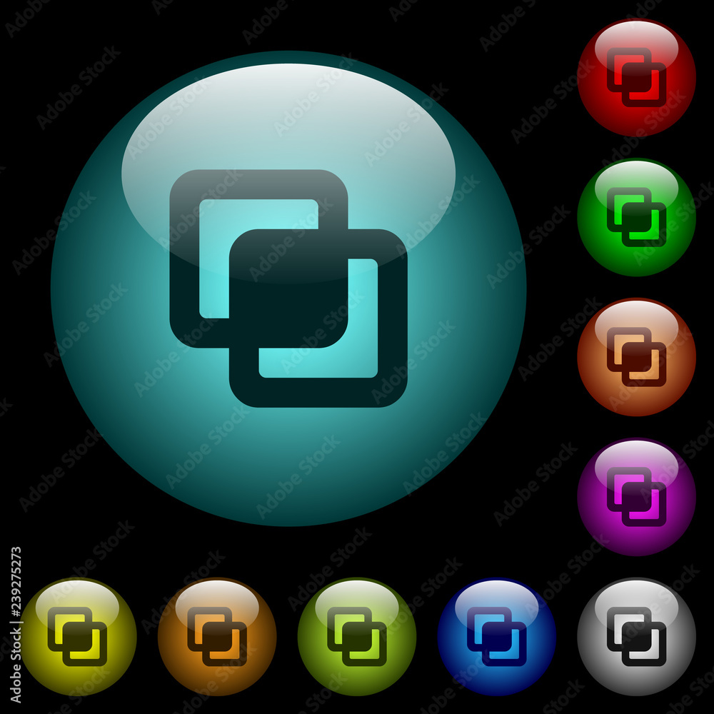Intersect shapes icons in color illuminated glass buttons Intersect shapes icons in color illuminated glass buttons