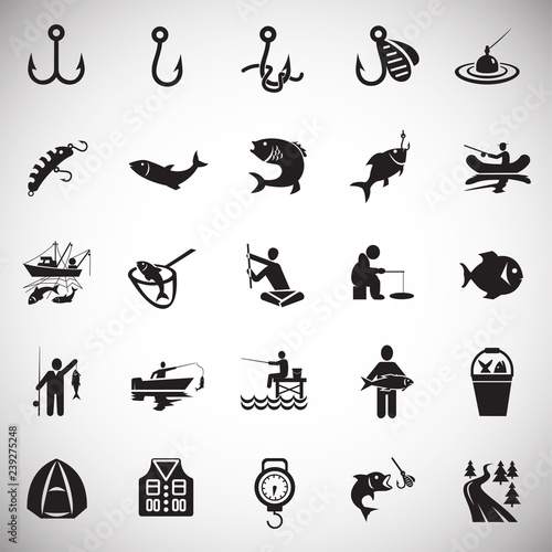 Fishing icon set white background for graphic and web design, Modern simple vector sign. Internet concept. Trendy symbol for website design web button or mobile app