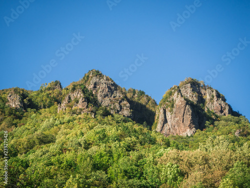 Beautiful mountain and blue sky in Hokkaido, Japan.