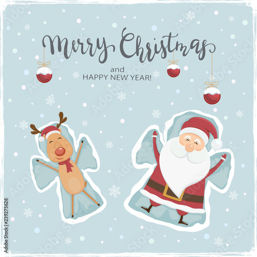 Santa and Deer Snow Angels
