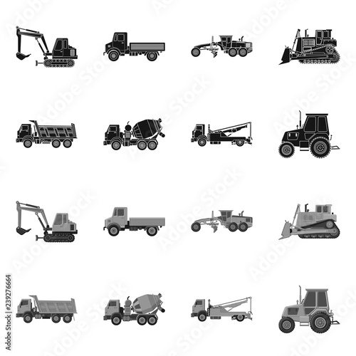 Isolated object of build and construction logo. Set of build and machinery stock vector illustration.