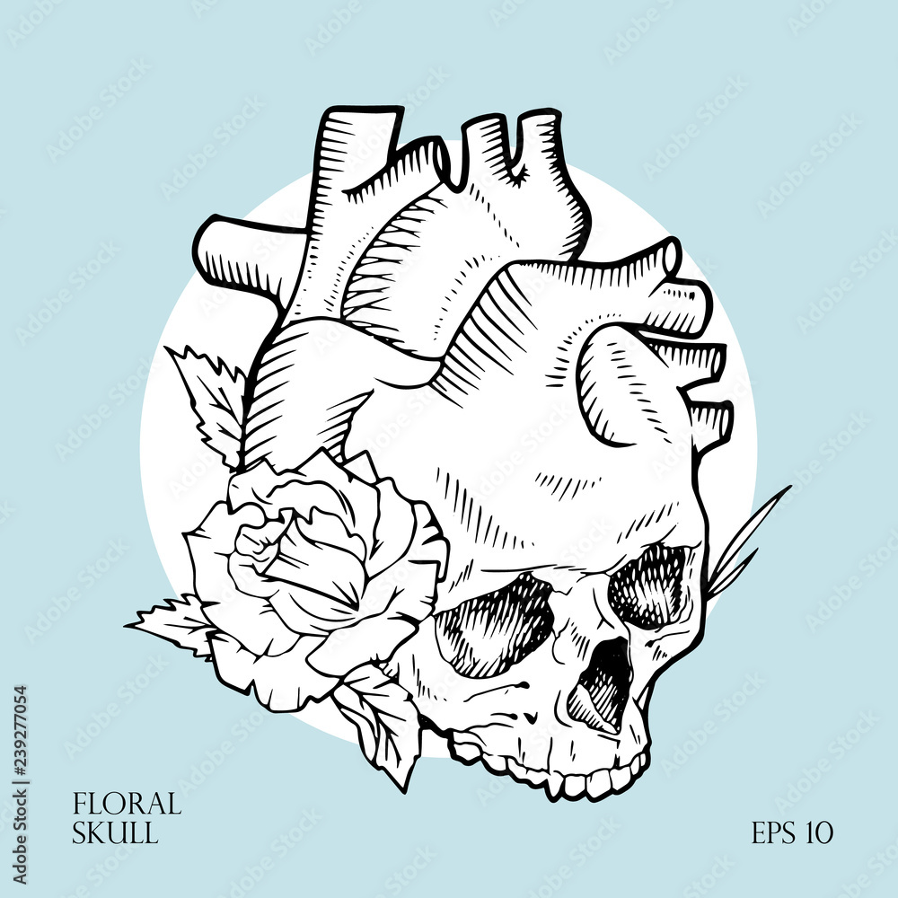 Skulls Heart Roses Roses Drawings With Skulls And Hearts