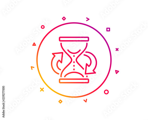 Time hourglass refresh line icon. Sand watch sign. Gradient pattern line button. Hourglass icon design. Geometric shapes. Vector