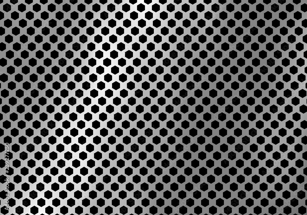 Abstract silver metal background made from hexagon pattern texture.