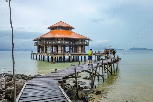 Small Pavilion Beside the Beach and ocean on Koh wai Trat Thailand.Thailand Holiday concept