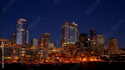 Sunset Over City Time Lapse short of Downtown Seattle, from light to dark photo