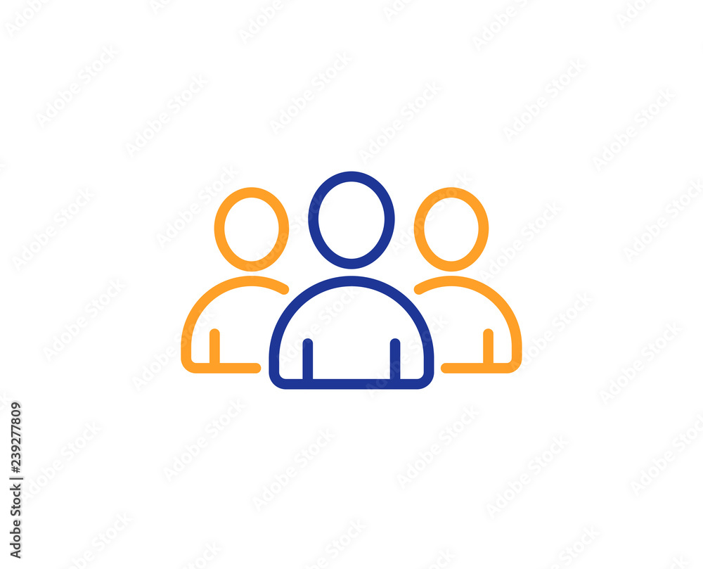 Group line icon. Users or Teamwork sign. Person silhouette symbol. Colorful outline concept. Blue and orange thin line color icon. Group Vector Group line icon. Users or Teamwork sign. Person silhouette symbol. Colorful outline concept. Blue and orange thin line color icon. Group Vector