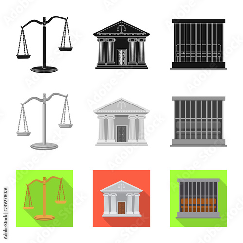 Vector illustration of law and lawyer sign. Collection of law and justice stock symbol for web.