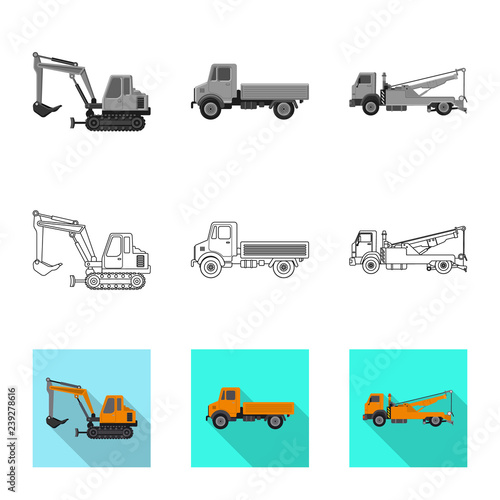 Isolated object of build and construction sign. Set of build and machinery stock symbol for web.