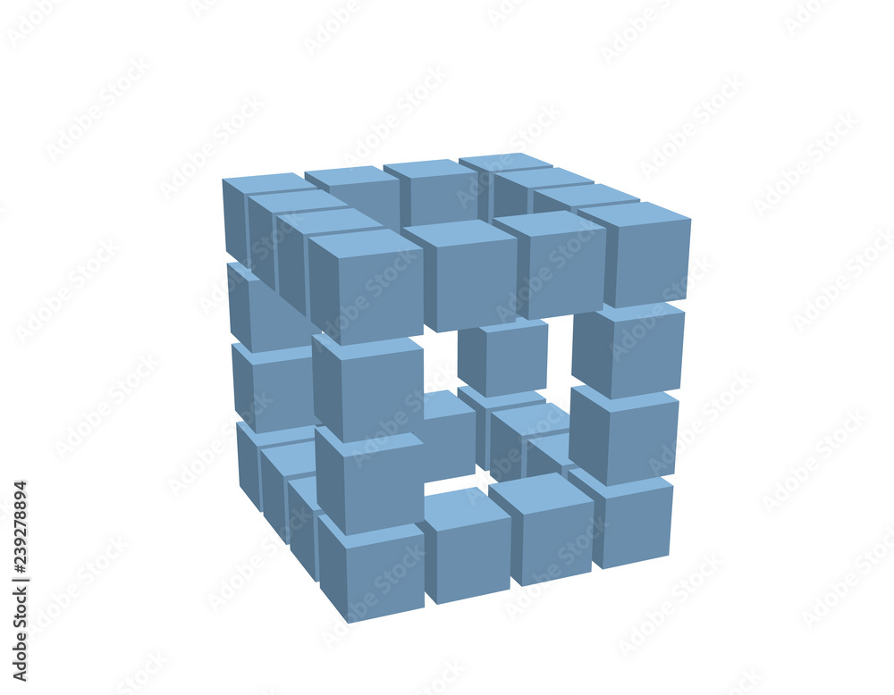 Wireframe cube from cubes. Isolated on white background. Wireframe cube from cubes. Isolated on white background.