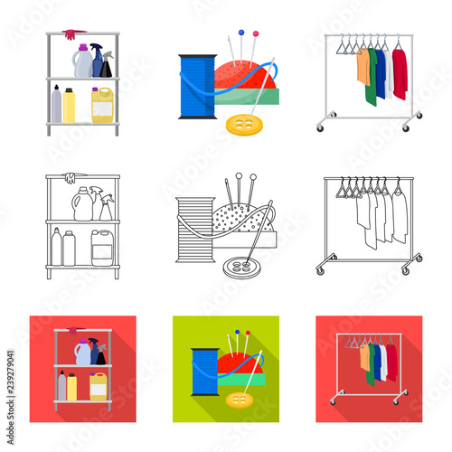 Vector illustration of laundry and clean icon. Set of laundry and clothes stock symbol for web.