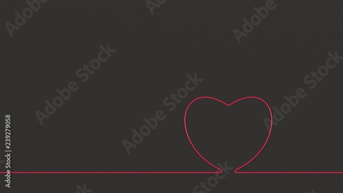 Heart. Heart on black background. Declaration of love. 3D rendering.