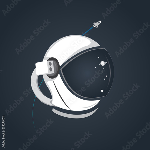 astronaut helmet and planets.